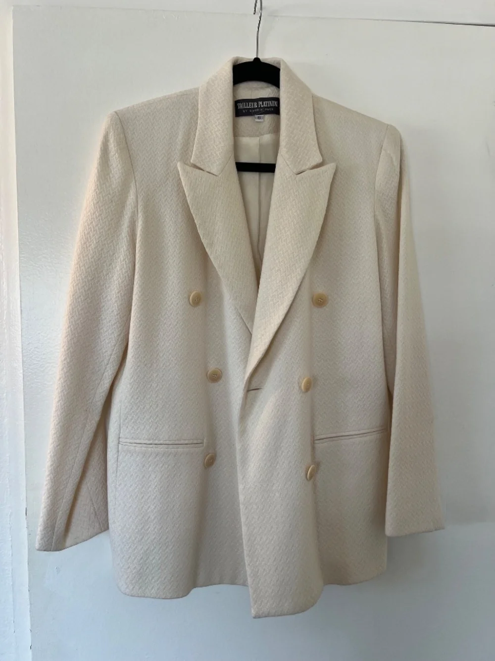 Ivory Tailleur Platinum by Barrie Pace Vintage Double Breasted Blazer Size 8